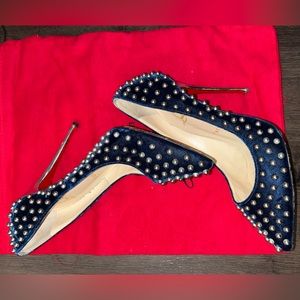 Christian Louboutin Billy 120 Studded Velvet Heels Pumps Size 39 EU